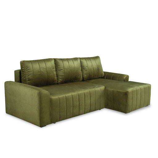 Coltar Extensibil Dreapta Mark, 4 Locuri, Lada Depozitare, Verde Olive, 240 Cm
