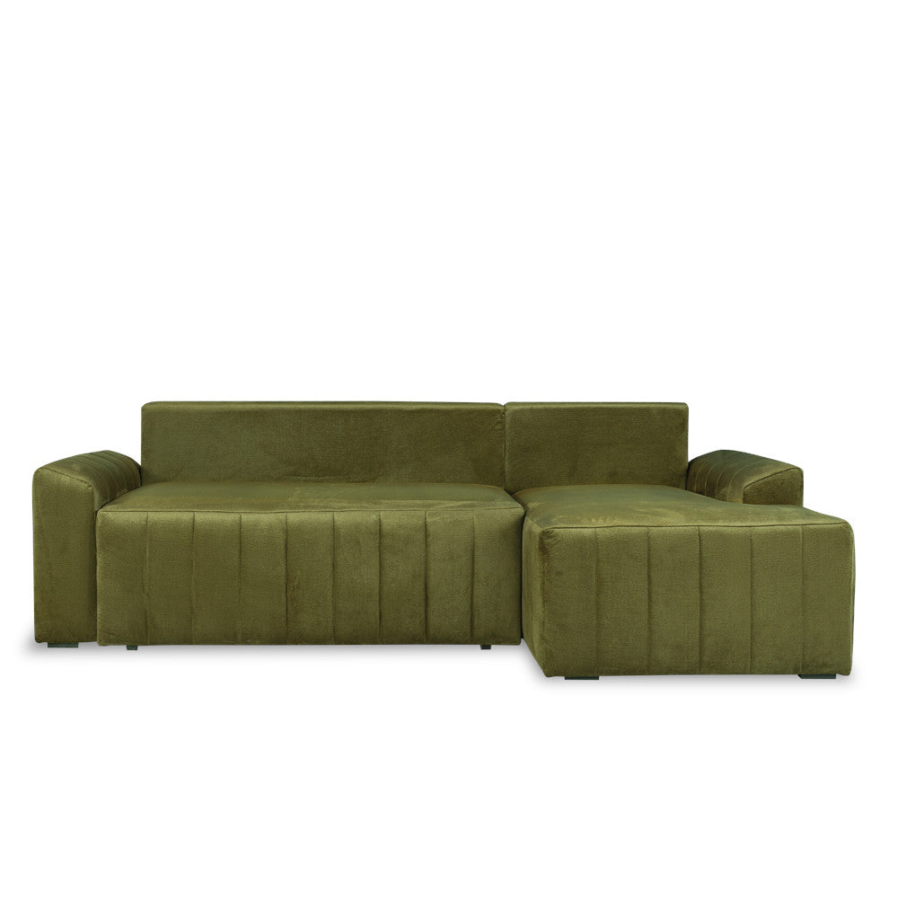 Coltar Extensibil Dreapta Mark, 4 Locuri, Lada Depozitare, Verde Olive, 240 Cm