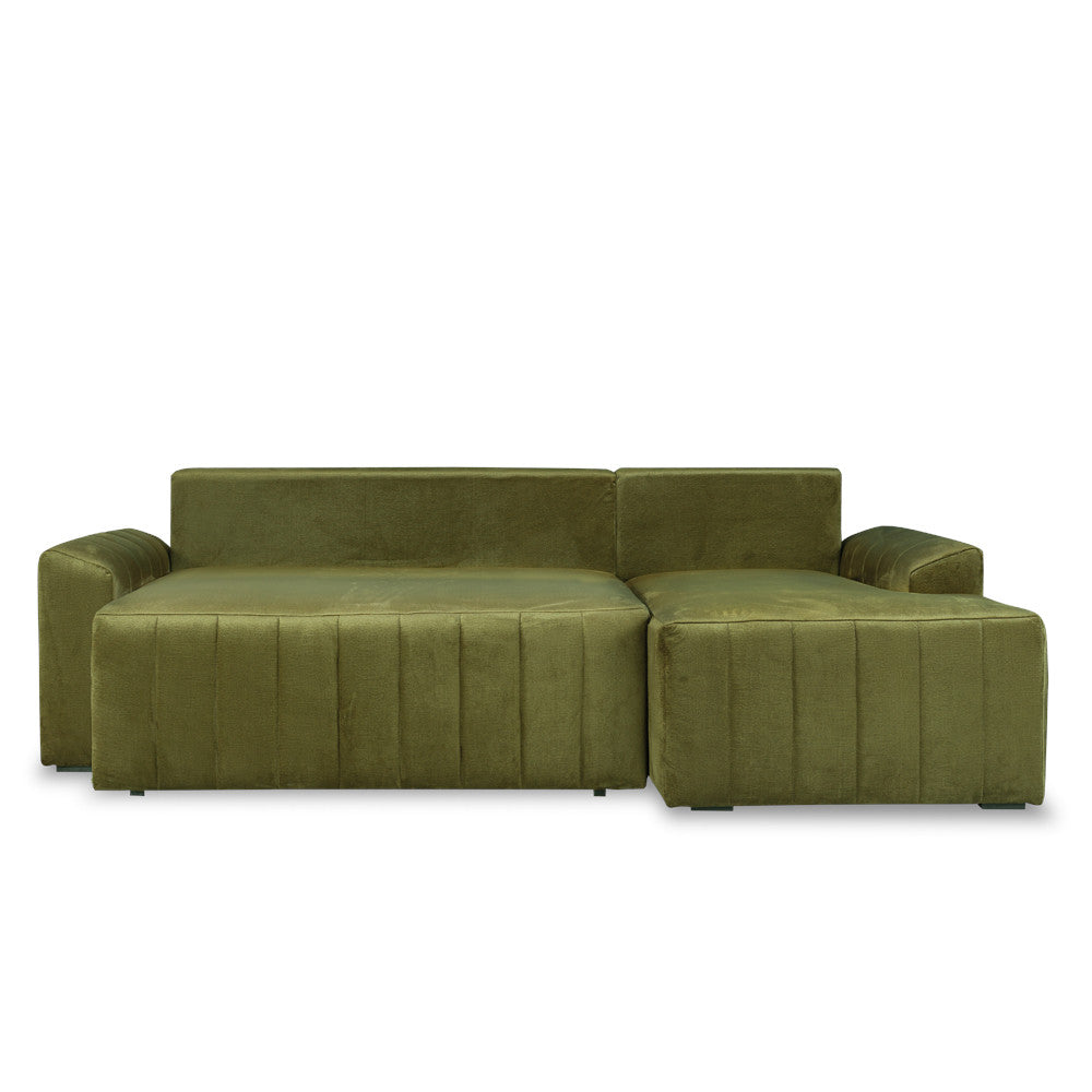Coltar Extensibil Dreapta Mark, 4 Locuri, Lada Depozitare, Verde Olive, 240 Cm