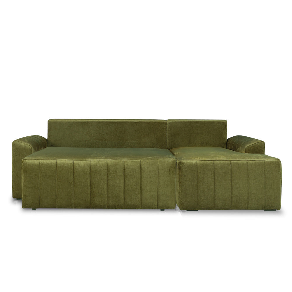 Coltar Extensibil Dreapta Mark, 4 Locuri, Lada Depozitare, Verde Olive, 240 Cm