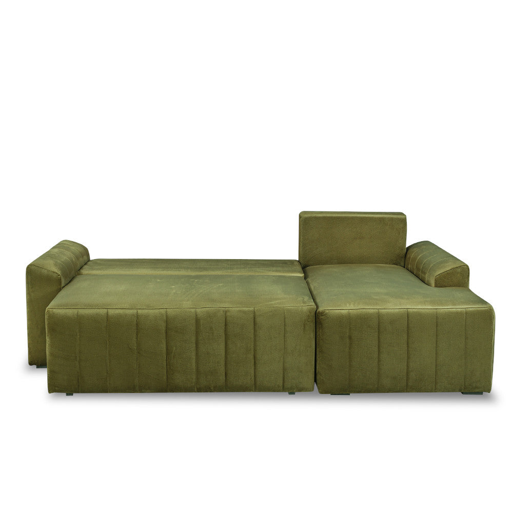 Coltar Extensibil Dreapta Mark, 4 Locuri, Lada Depozitare, Verde Olive, 240 Cm