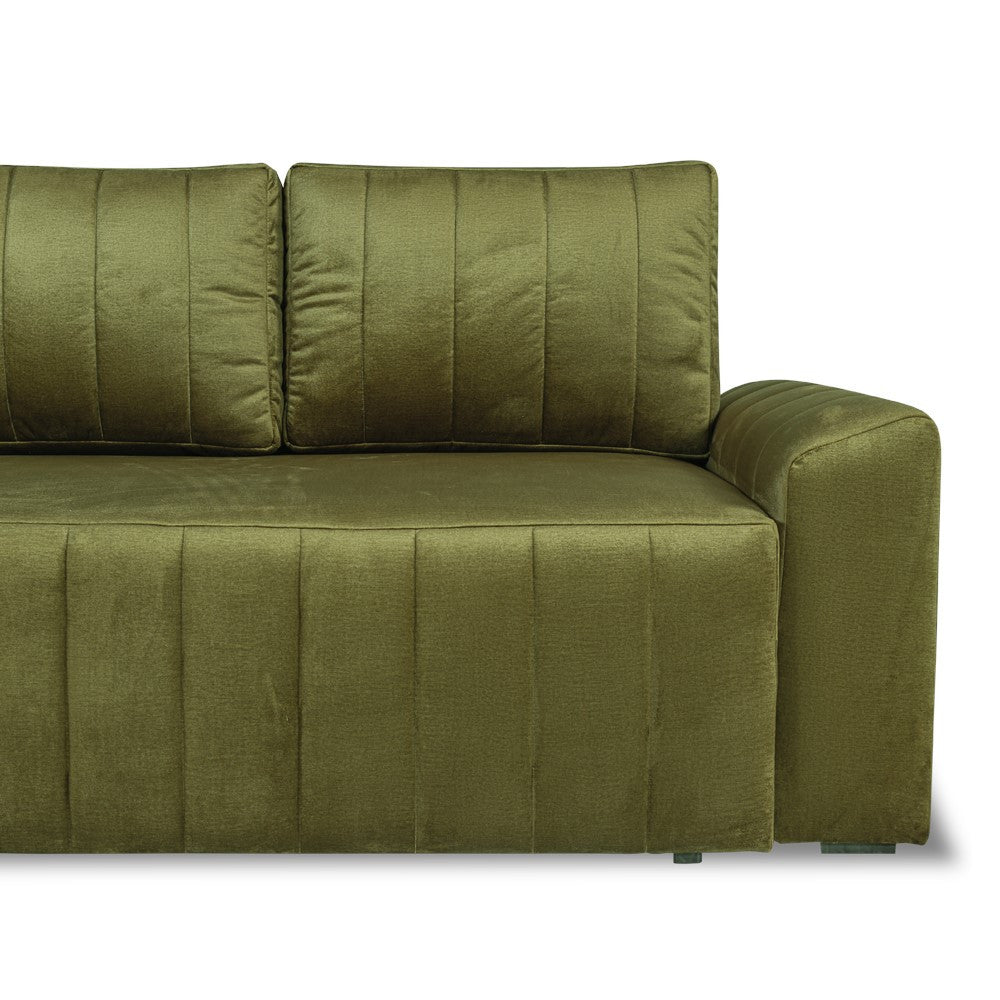 Coltar Extensibil Stanga Mark, 4 Locuri, Lada Depozitare, Verde Olive, 240 Cm