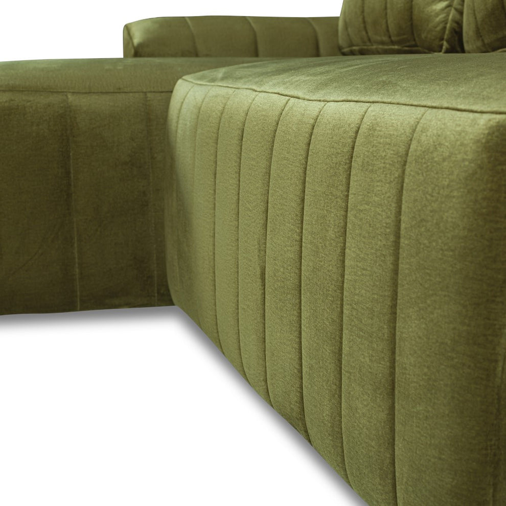 Coltar Extensibil Stanga Mark, 4 Locuri, Lada Depozitare, Verde Olive, 240 Cm