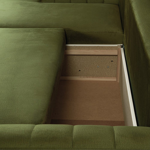 Coltar Extensibil Stanga Mark, 4 Locuri, Lada Depozitare, Verde Olive, 240 Cm