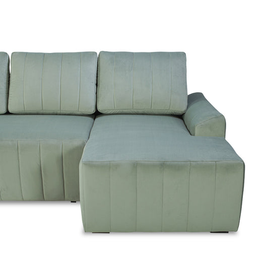 Coltar Extensibil Dreapta Mark, Catifea, 4 Locuri, Lada Depozitare, Verde, 240 Cm