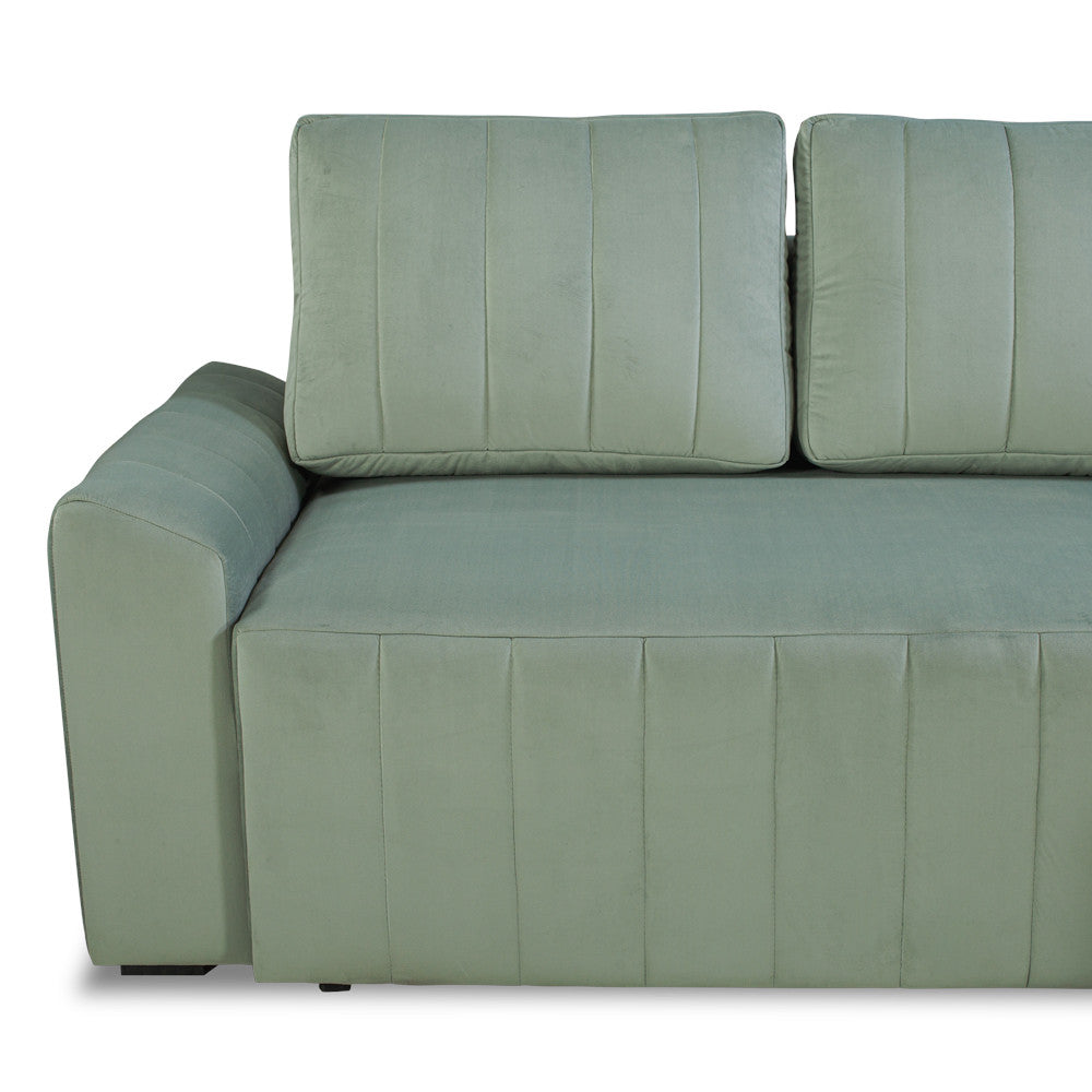Coltar Extensibil Dreapta Mark, Catifea, 4 Locuri, Lada Depozitare, Verde, 240 Cm