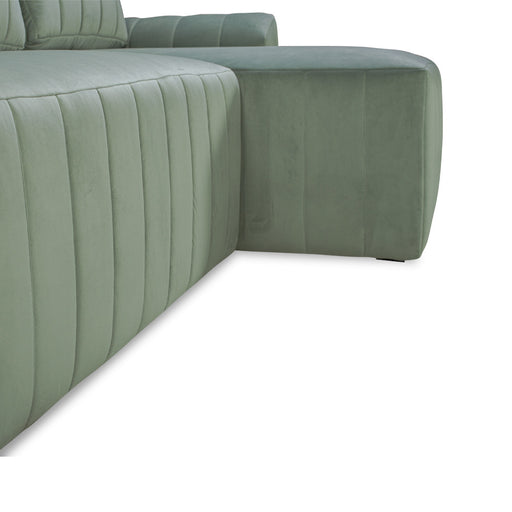 Coltar Extensibil Dreapta Mark, Catifea, 4 Locuri, Lada Depozitare, Verde, 240 Cm