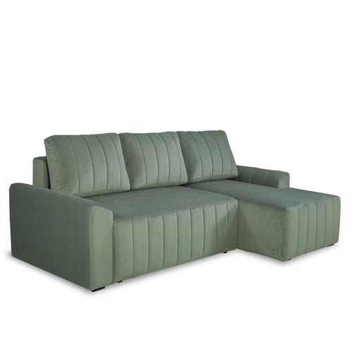 Coltar Extensibil Dreapta Mark, Catifea, 4 Locuri, Lada Depozitare, Verde, 240 Cm