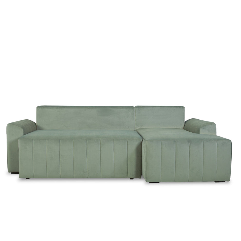 Coltar Extensibil Dreapta Mark, Catifea, 4 Locuri, Lada Depozitare, Verde, 240 Cm