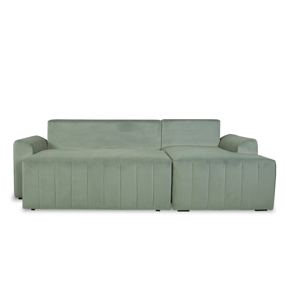 Coltar Extensibil Dreapta Mark, Catifea, 4 Locuri, Lada Depozitare, Verde, 240 Cm