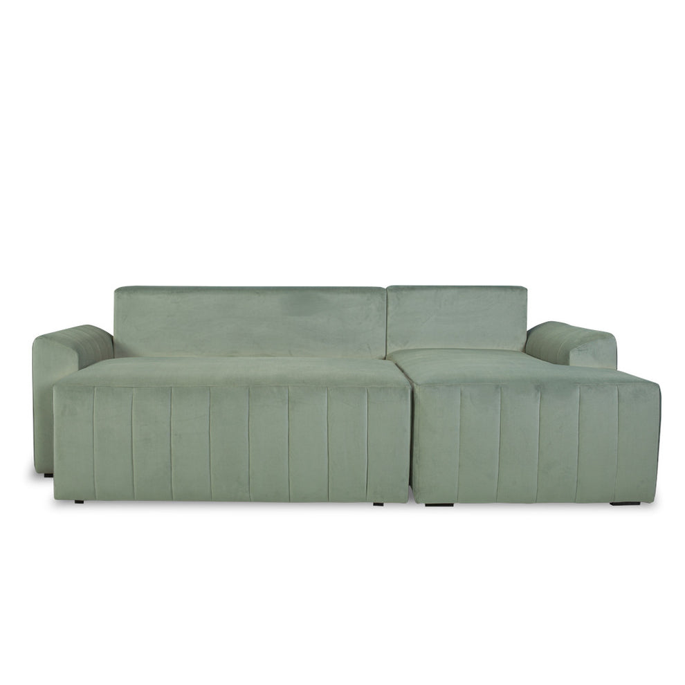 Coltar Extensibil Dreapta Mark, Catifea, 4 Locuri, Lada Depozitare, Verde, 240 Cm