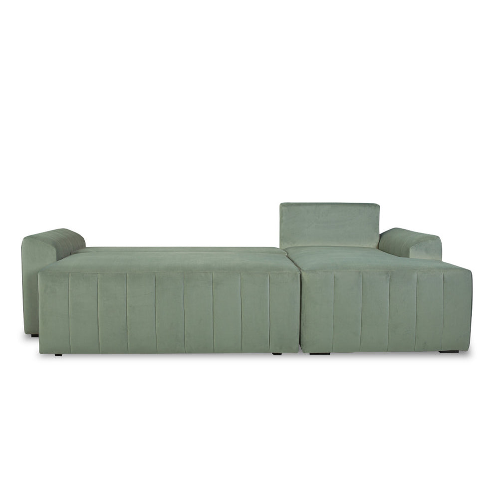 Coltar Extensibil Dreapta Mark, Catifea, 4 Locuri, Lada Depozitare, Verde, 240 Cm