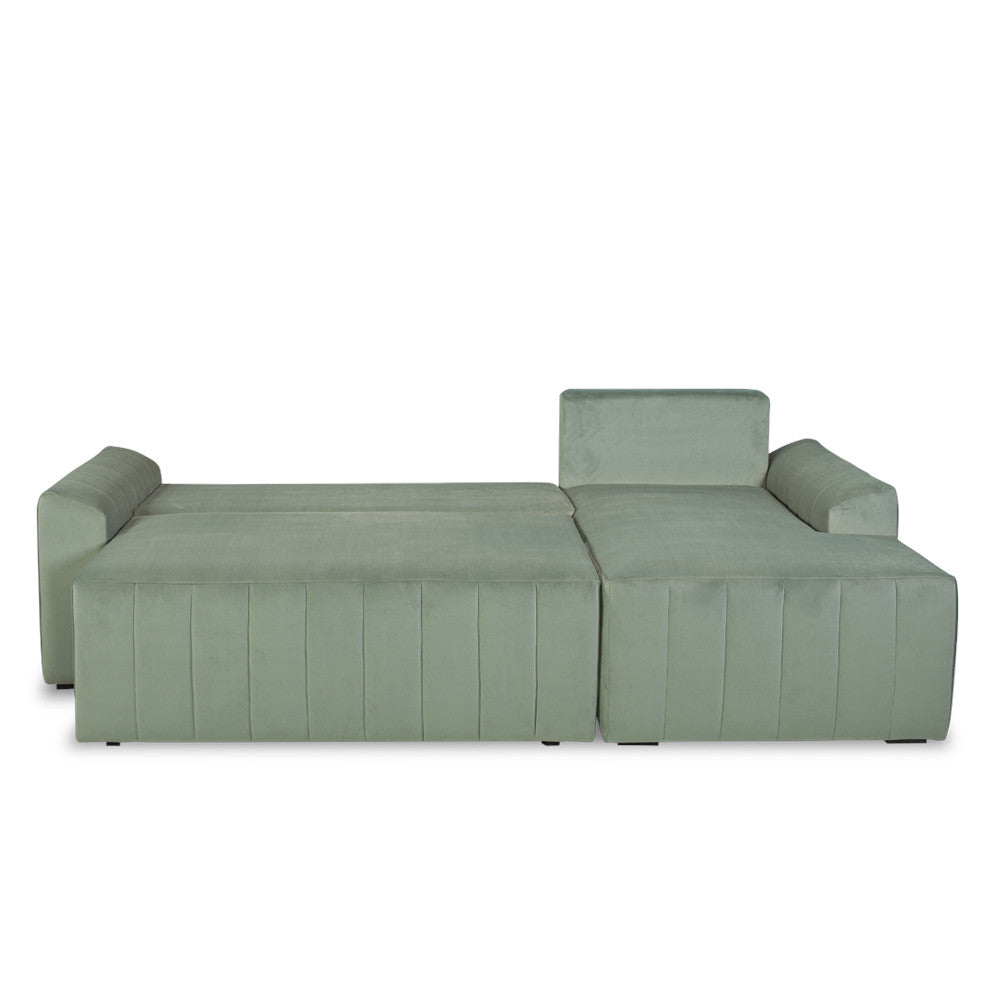 Coltar Extensibil Dreapta Mark, Catifea, 4 Locuri, Lada Depozitare, Verde, 240 Cm