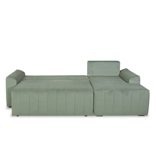 Coltar Extensibil Dreapta Mark, Catifea, 4 Locuri, Lada Depozitare, Verde, 240 Cm