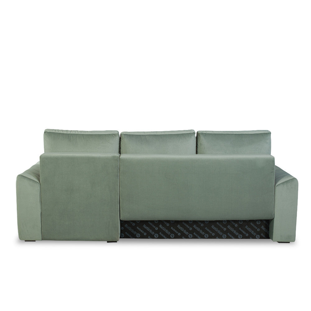 Coltar Extensibil Dreapta Mark, Catifea, 4 Locuri, Lada Depozitare, Verde, 240 Cm