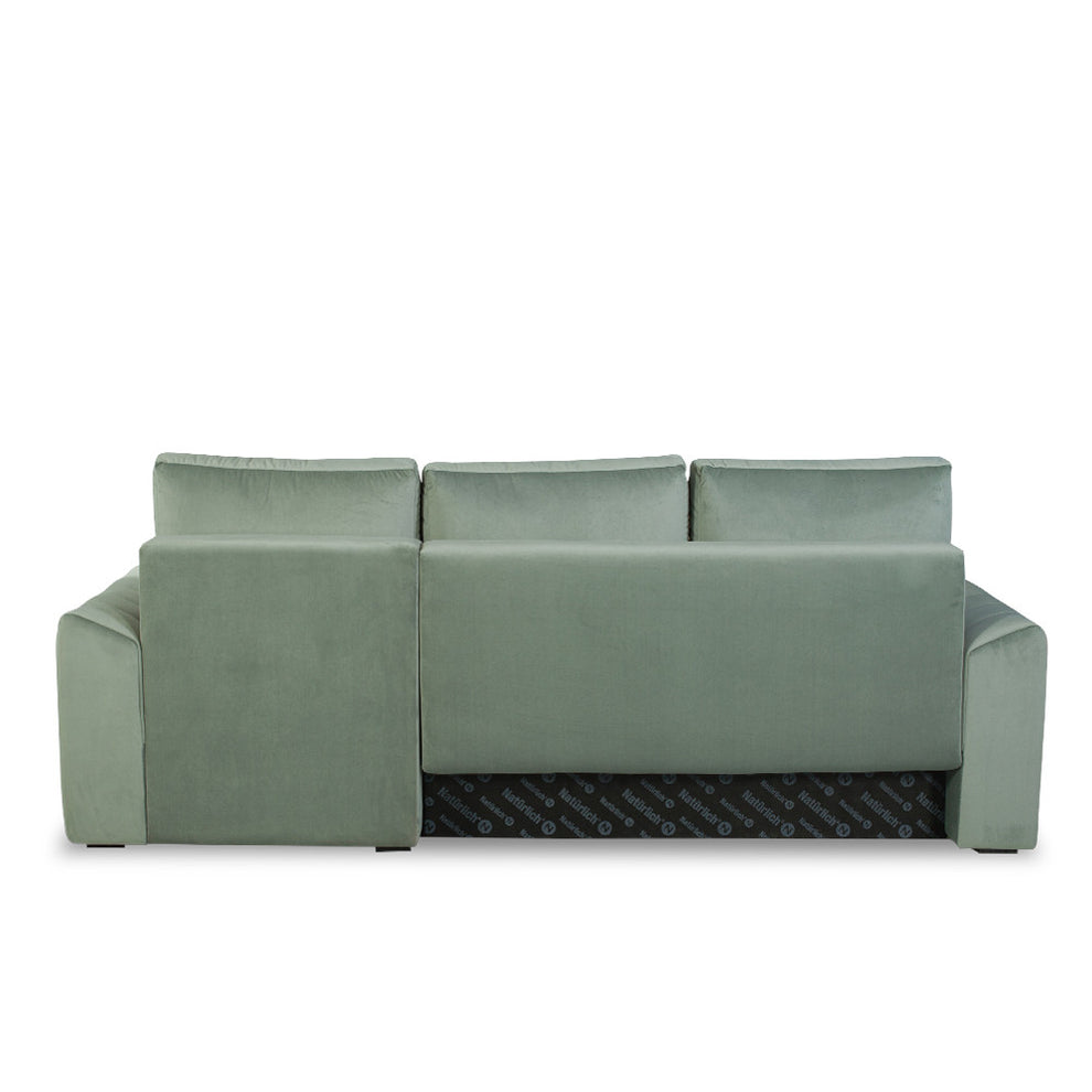 Coltar Extensibil Dreapta Mark, Catifea, 4 Locuri, Lada Depozitare, Verde, 240 Cm