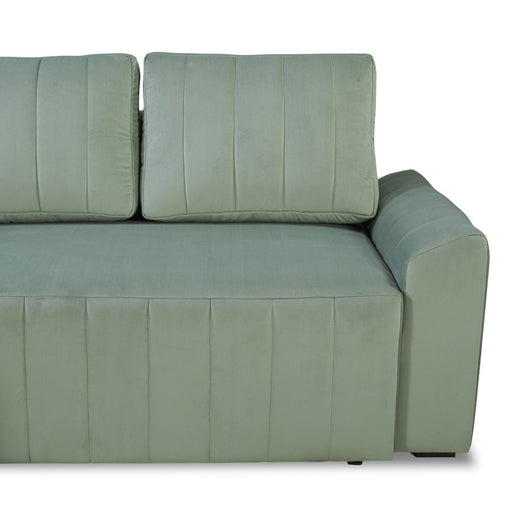 Coltar Extensibil Mark Living, Catifea Verde, 4 Locuri, Lada Depozitare, Extensie Doppelliege, 240 cm
