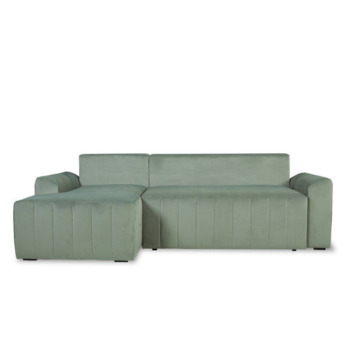 Coltar Extensibil Mark Living, Catifea Verde, 4 Locuri, Lada Depozitare, Extensie Doppelliege, 240 cm