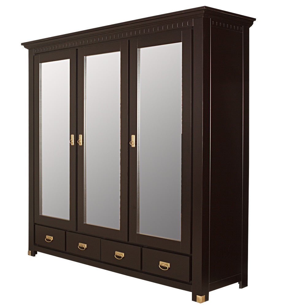 Set Dormitor Saint Tropez, Pat Cu Dimensiune Saltea 160 X 200, Dulap De 207.8 Cm, 2 Noptiere, Vopsit Negru