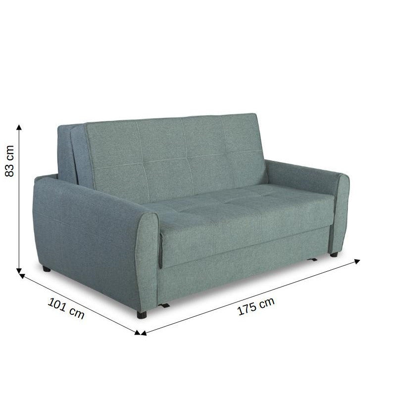 Canapea Extensibila Ascona, 2 Locuri, Lada Depozitare, Albastru, 175 Cm
