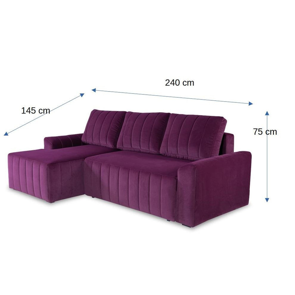 Coltar Extensibil Stanga Mark Latime 240 cm, Catifea Visinie, Mobila Living, Lada Depozitare, Rezistent La Apa