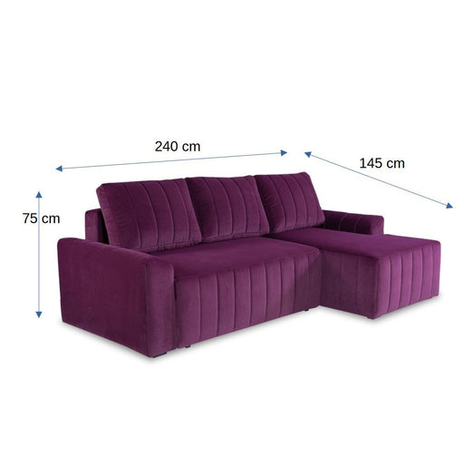 Coltar Extensibil Dreapta Mark, 4 Locuri, Lada Depozitare, Visiniu, 240 Cm