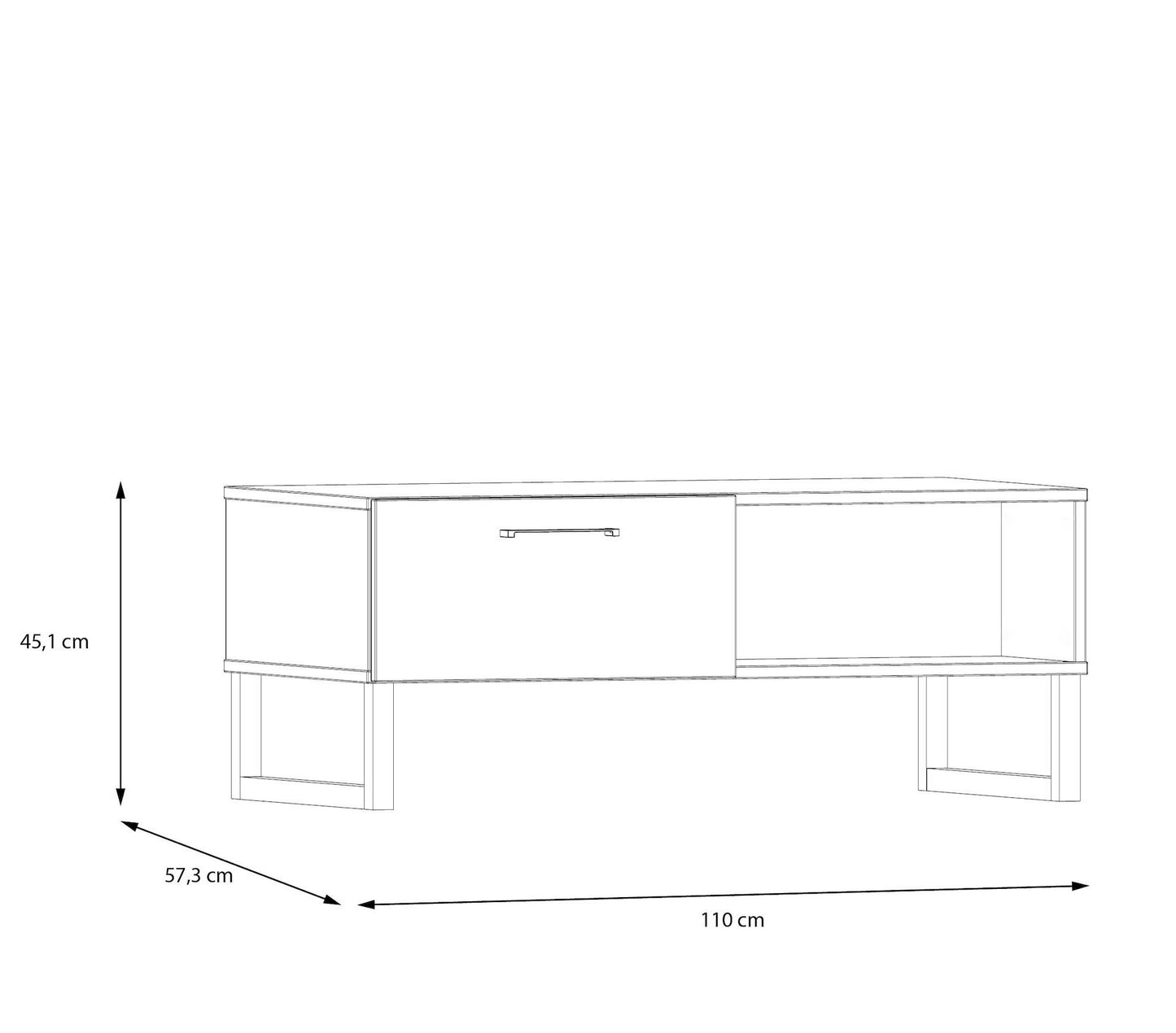 Masa Cafea 1 Sertar Sibille Verde Menta, 110 Cm