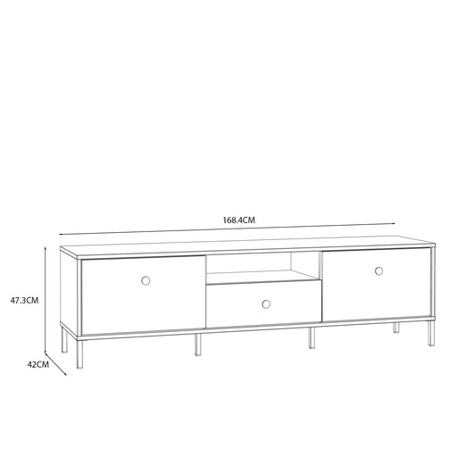 Comoda TV Cu 1 Sertar Si 2 Usi Supervita, Nisipiu Si Auriu, 168.4 Cm