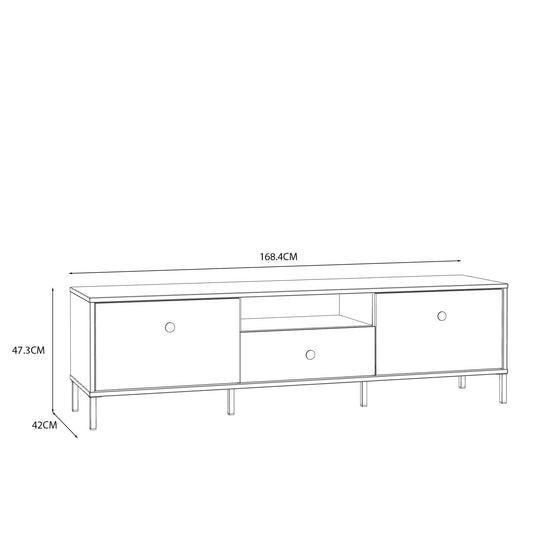 Comoda TV Cu 1 Sertar Si 2 Usi Supervita, Nisipiu Si Auriu, 168.4 Cm
