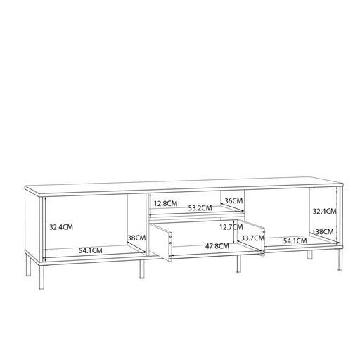 Comoda TV Cu 1 Sertar Si 2 Usi Supervita, Nisipiu Si Auriu, 168.4 Cm