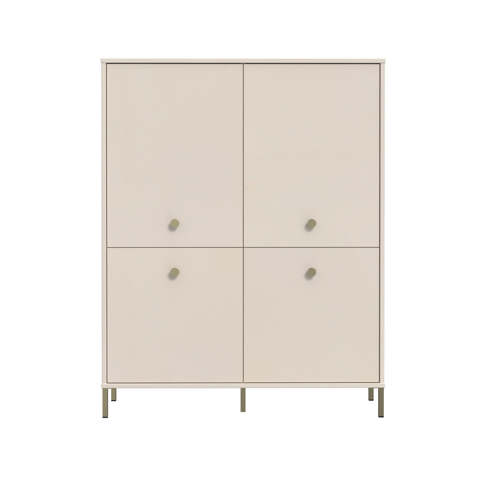 Comoda Inalta Cu 4 Usi Supervita, Nisipiu Si Auriu, 113.7 Cm