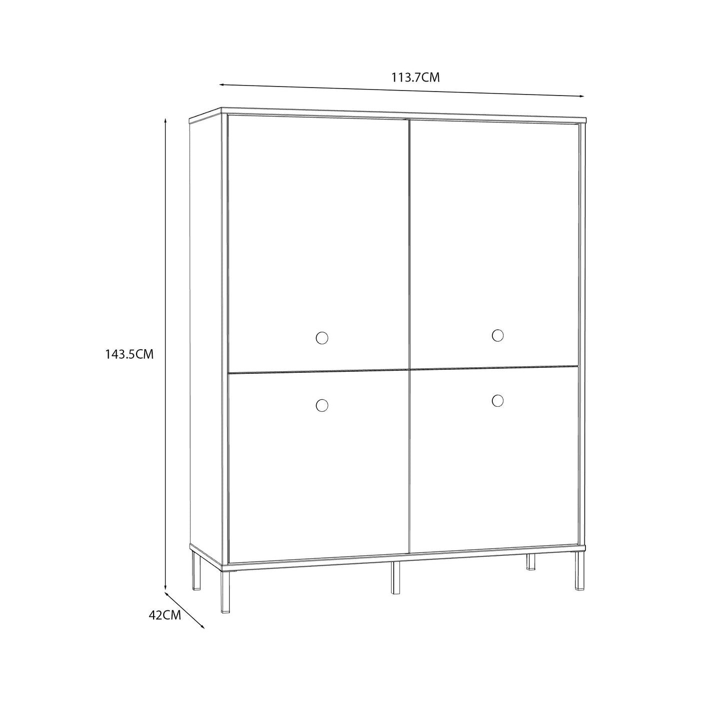 Comoda Inalta Cu 4 Usi Supervita, Nisipiu Si Auriu, 113.7 Cm
