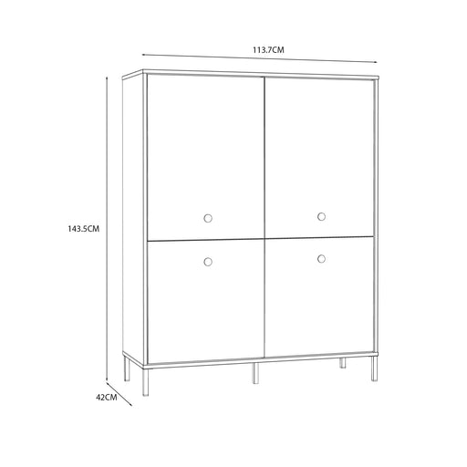 Comoda Inalta Cu 4 Usi Supervita, Nisipiu Si Auriu, 113.7 Cm