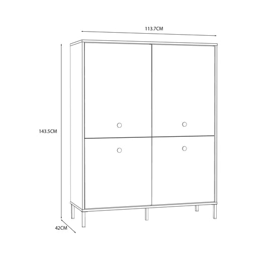 Comoda Inalta Cu 4 Usi Supervita, Nisipiu Si Auriu, 113.7 Cm