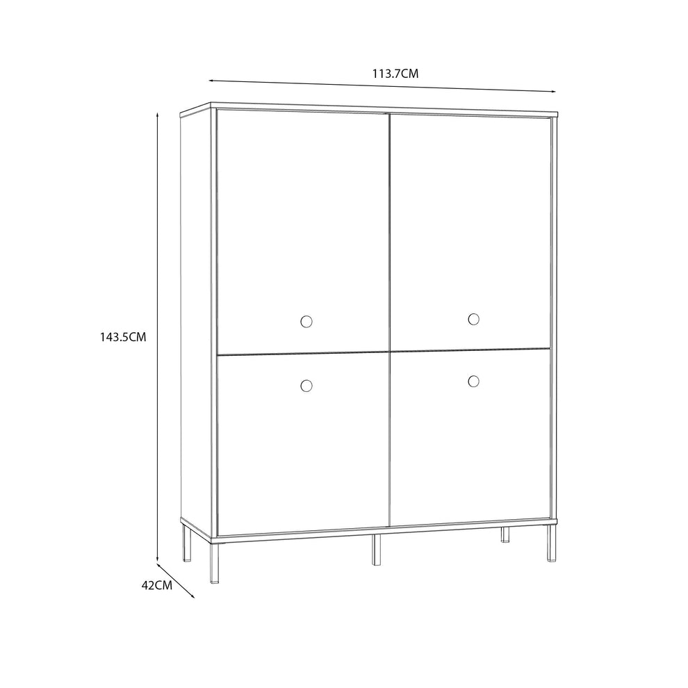 Comoda Inalta Cu 4 Usi Supervita, Nisipiu Si Auriu, 113.7 Cm