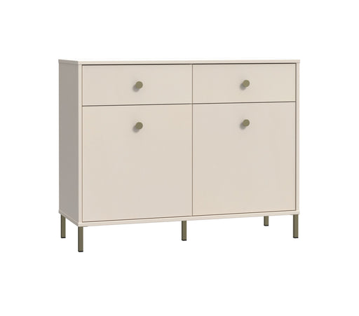 Comoda Cu 2 Usi Si 2 Sertare Supervita, Nisipiu Si Auriu, 113.7 Cm