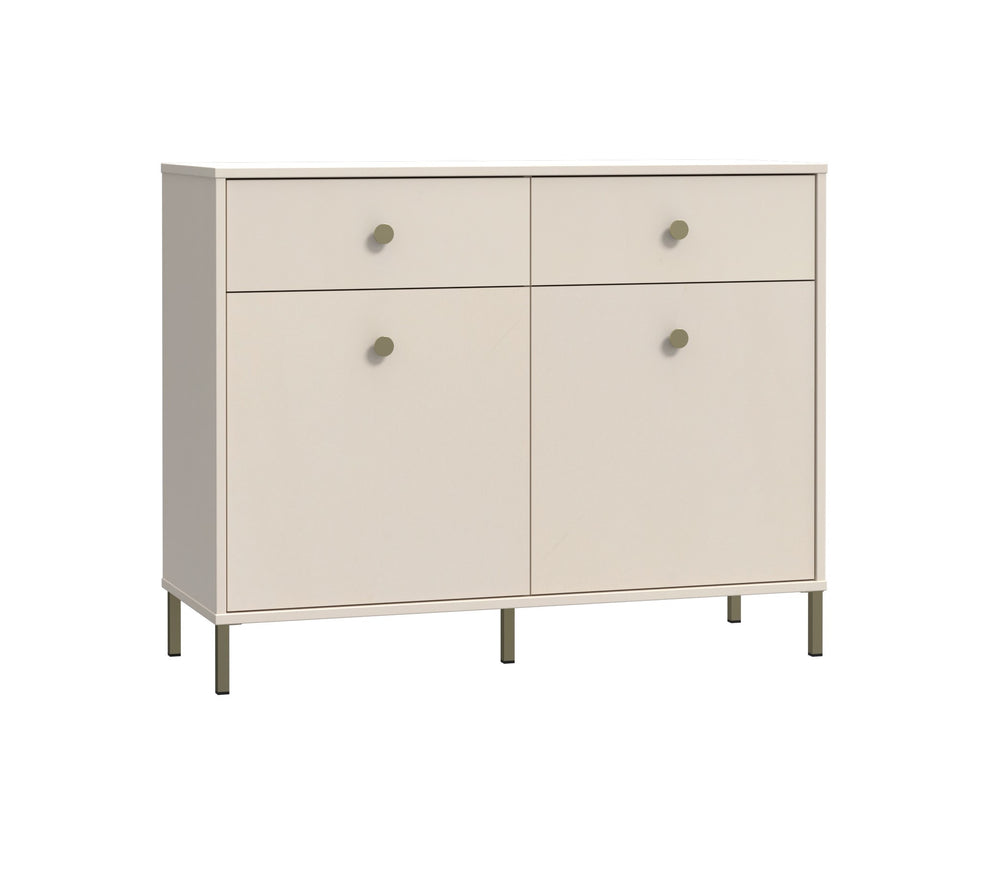 Comoda Cu 2 Usi Si 2 Sertare Supervita, Nisipiu Si Auriu, 113.7 Cm