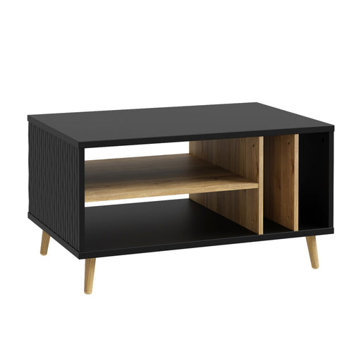 Masa cafea Flexytone, Stejar Mauvella Si Negru Mat, 90 Cm