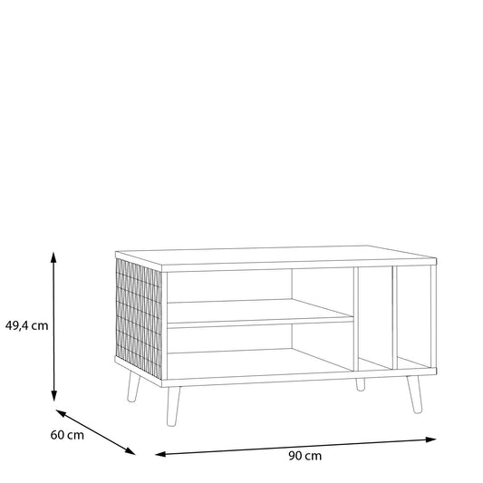 Masa cafea Flexytone, Stejar Mauvella Si Negru Mat, 90 Cm