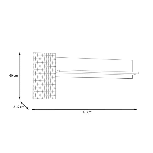 Raft suspendat Flexytone, Stejar Mauvella Si Negru Mat, 140 Cm