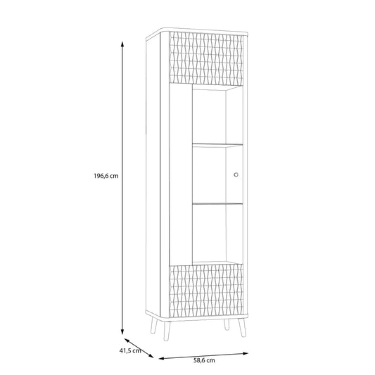 Vitrina Inalta Cu 1 Usa Flexytone, Stejar Mauvella Si Negru Mat, 58.6 Cm