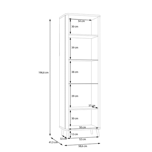 Vitrina Inalta Cu 1 Usa Flexytone, Stejar Mauvella Si Negru Mat, 58.6 Cm