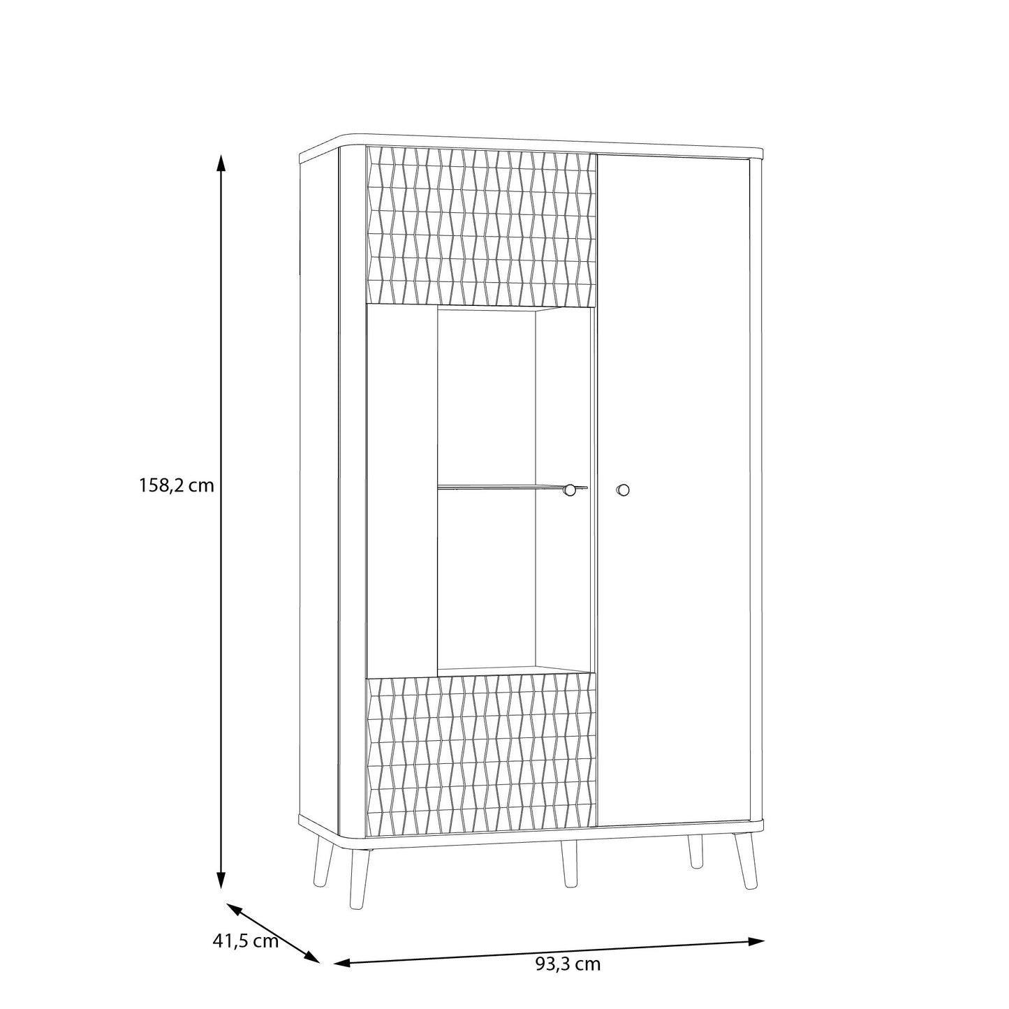 Vitrina Cu 2 Usi Flexytone, Stejar Mauvella Si Negru Mat, 93.3 Cm