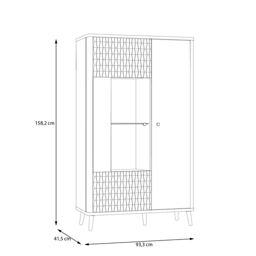 Vitrina Cu 2 Usi Flexytone, Stejar Mauvella Si Negru Mat, 93.3 Cm