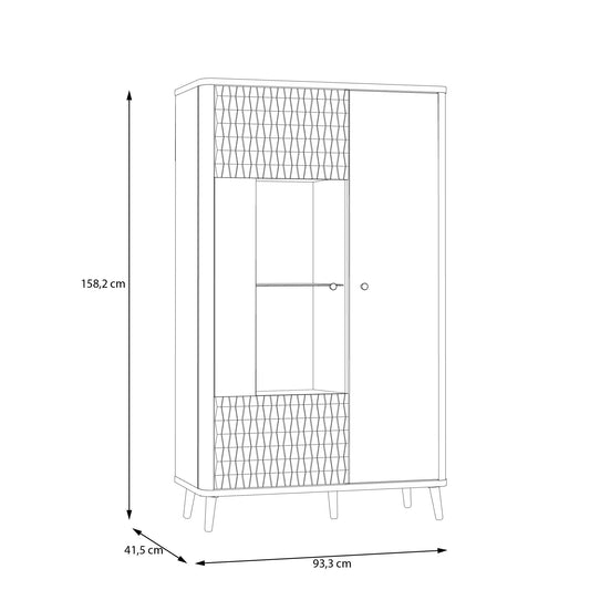 Vitrina Cu 2 Usi Flexytone, Stejar Mauvella Si Negru Mat, 93.3 Cm