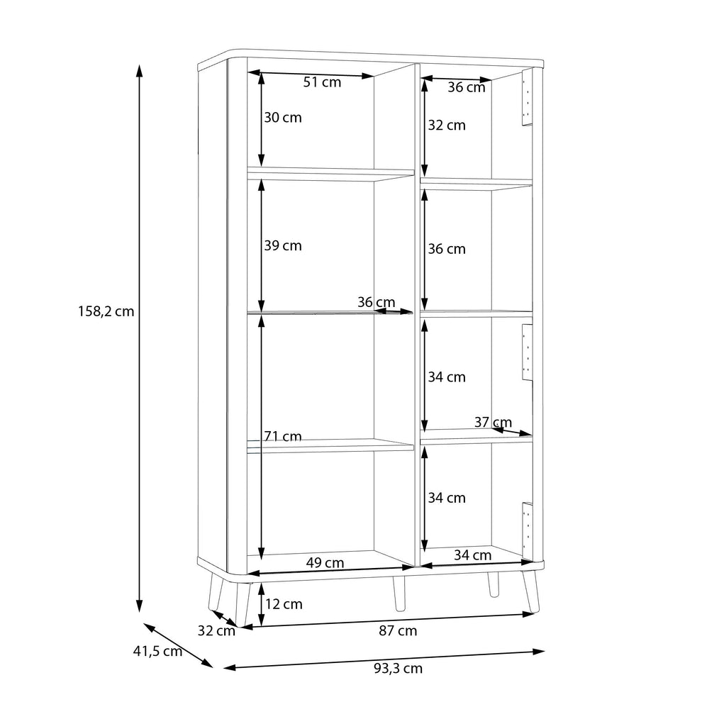 Vitrina Cu 2 Usi Flexytone, Stejar Mauvella Si Negru Mat, 93.3 Cm