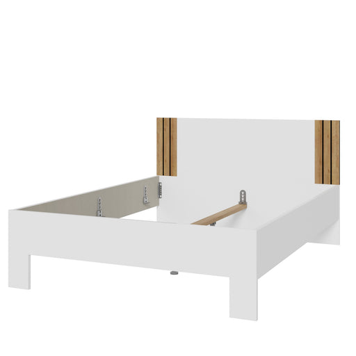 Set Dormitor Winterplay, Pat Cu dimensiunea Saltea 160 x 200 Cm, Dulap Si 2 Noptiere, Stejar Riviera Cu Alb Super Lucios
