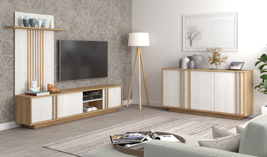 Comoda TV Santo Stejar Riviera Cu Stejar Alb, 222 Cm