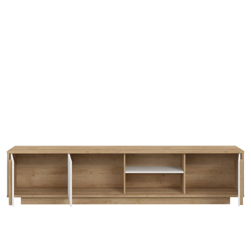 Set Living Santo Compus Din Comoda TV Si Panou Perete, Stejar Riviera Cu Stejar Alb, 222 Cm