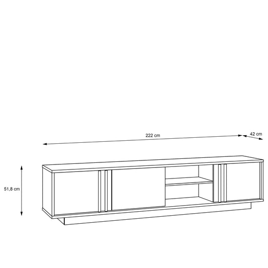 Set Living Santo Compus Din Comoda TV Si Panou Perete, Stejar Riviera Cu Stejar Alb, 222 Cm